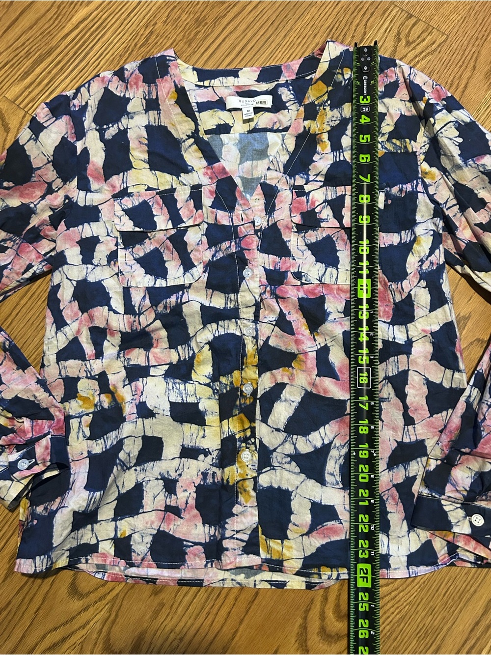 *Busayo Collective Abstract Print Blouse Cotton Button Front Boho Top Size M - Picture 8 of 12